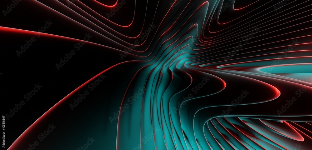 Poster abstract dark background curved pattern in design 3d render