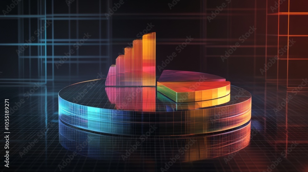 Poster colorful 3d chart with data visualization elements