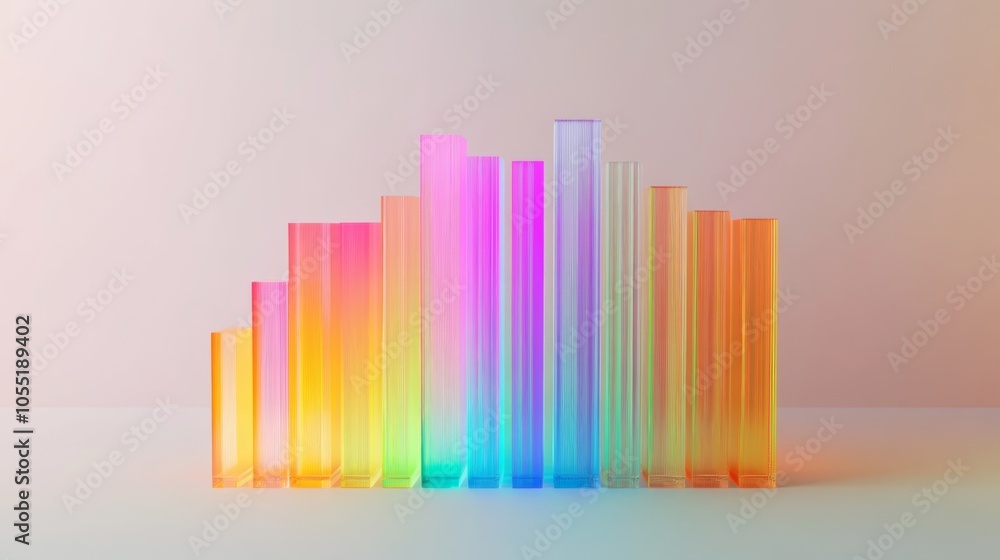 Poster colorful transparent bars on soft background