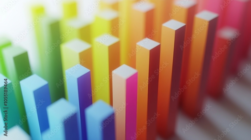Poster colorful 3d bars representing data visualization