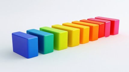 Colorful Blocks in a Line on White Background