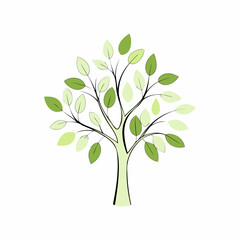 Vector illustration of a green tree with leaves, eco-friendly concept..