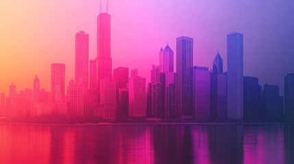 Fototapeta premium Colorful Sunset over a City Skyline