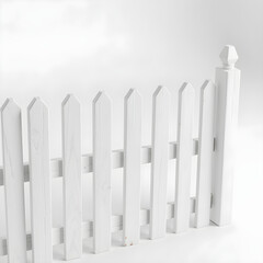 Fototapeta premium White wooden fence on white background. Generative AI
