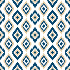 Ikat seamless pattern, geometric design, motif ethnic handmade, Ikat ethnic tribal, boho colors seamless wallpaper. Ethnic Ikat abstract background art,