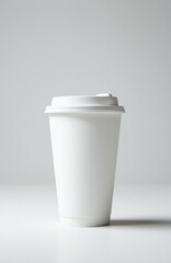 Professional takeaway coffee cup mockup for cafe branding. Premium template for beverage packaging and logo presentation.