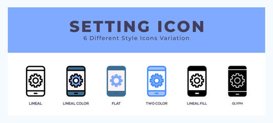 Settings vector icons designed. icon symbol set.