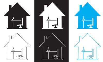 Work from home icon vector illustration. Remote work during Outline and Filled Vector Sign. isolated on white and black background. Vector illustration. EPS 10      