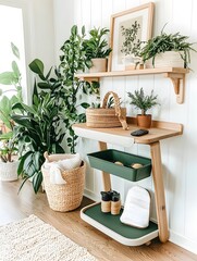 Entryway with Green Accent and Plants.