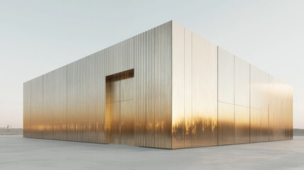 Obraz premium Golden Pavilion: Modern Architectural Design 