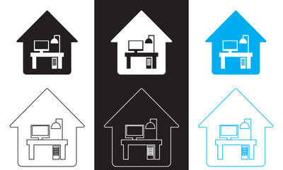 Work from home icon vector illustration. Remote work during Outline and Filled Vector Sign. isolated on white and black background. Vector illustration. EPS 10      