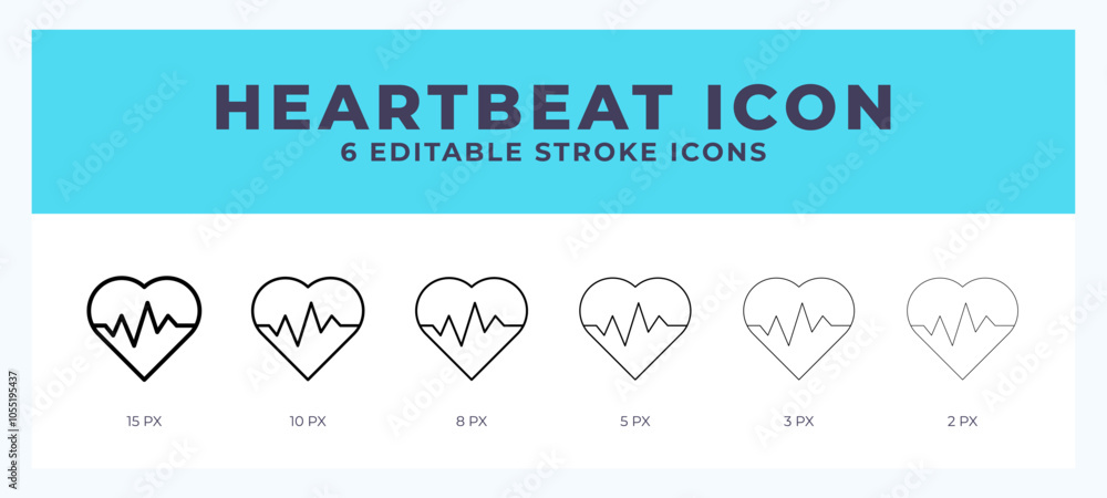 Poster heartbeat vector icon for web and app. editable stroke vector illustration