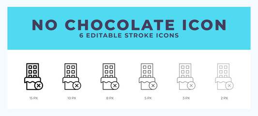 No chocolate icon symbol. Outline. Lineal icon with editable stroke.