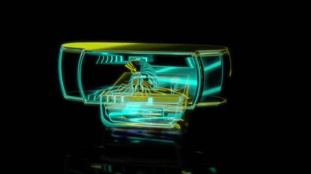 Rendering 3D animation, VISUAL EFFECTS Webcam Model on a black background