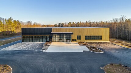 Obraz premium Modern Commercial Building: Architectural marvel in gold and black