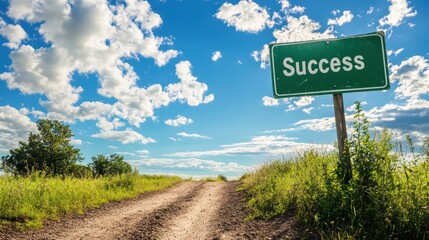 Obraz premium Green road sign written Success