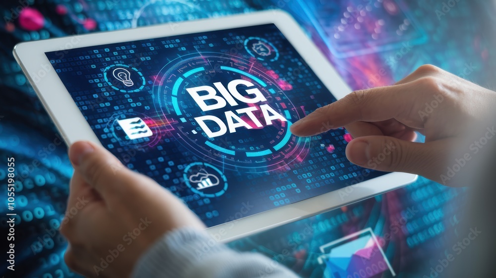 Poster exploring the impact of big data on business strategy and decision-making in today's digital age