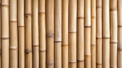 Naklejka premium Bamboo wood background, light bamboo wall with clean lines and space copy
