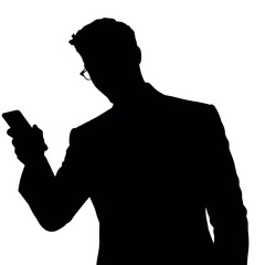 A businessman silhouette holding a phone and gesturing with one hand as if talking animatedly