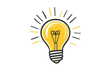 Illustration of a glowing lightbulb with bright, vibrant strokes symbolizing creativity, innovation, and ideas. Perfect for conceptual designs.