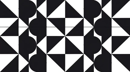 Black and white geometric seamless pattern with line.