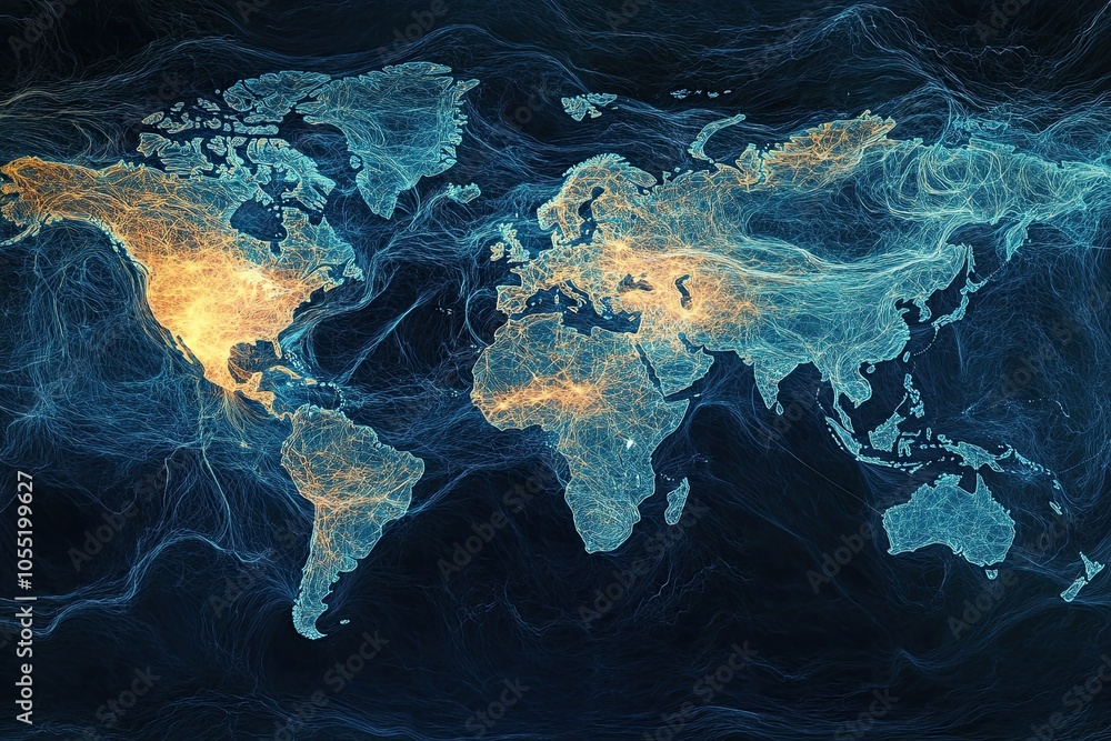 Poster a dynamic digital world map highlights continental western europe to connect to the global network p