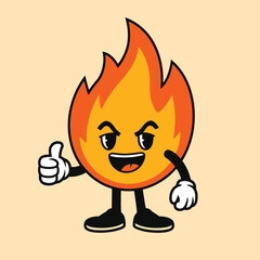 Happy Flame Character Giving Thumbs-Up Illustration