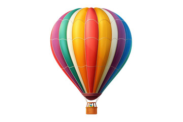 Fototapeta premium Vibrant hot air balloon with colorful stripes isolated on transparent background. symbolizing adventure, travel, and freedom.