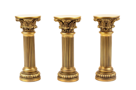 Greek Golden columns isolated on white background PNG