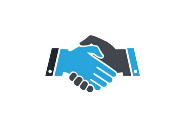 Obraz premium Illustration of a professional handshake symbolizing partnership and cooperation in business, with a stylized blue and gray design.