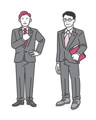 弁護士の男女のアイコンイラストセット