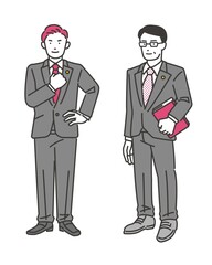 弁護士の男女のアイコンイラストセット