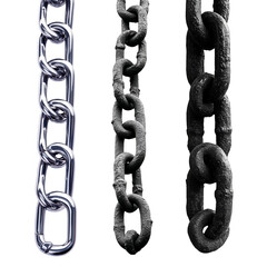 Obraz premium Various metal chains isolated on transparent background, PNG