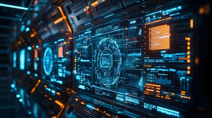 Obraz premium Futuristic Hologram Display of Protected Data