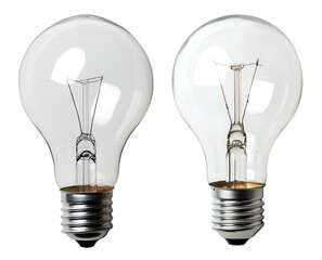Clear incandescent light bulbs isolated on transparent background, PNG
