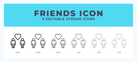 Friends icon in thin line. Bold line. Regular line. Editable stroke.