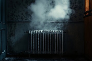 Steaming Radiator in a Dark Room: Warmth and Atmosphere