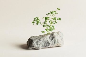 Green Plant Growing from a Rock: A Study in Resilience and Natural Beauty