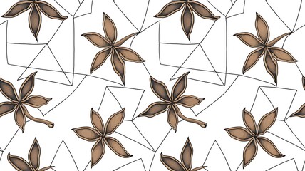 Vector grey monochrome abstract elegant star anise petal connecting triangles seamless repeat pattern. Perfect for fabric, scrapbooking and wallpaper projects. Surface pattern design.