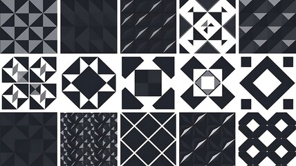 Fototapeta premium 10 Dark geometric seamless patterns eps10