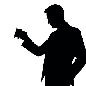 recommend clip art: A businessman silhouette raising a cup in a toast, as if celebrating a business success