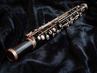Naklejka premium Black Clarinet with Gold Accents.