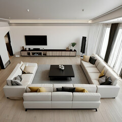 modern living room with fireplace