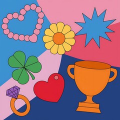 Colored background with different accessories