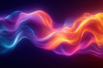 Fototapeta premium Neon Light Waves on a Digital Background Creating a Smooth Gradient Atmosphere, Perfect for Technology Visualization, Graphics, and Innovative Projects