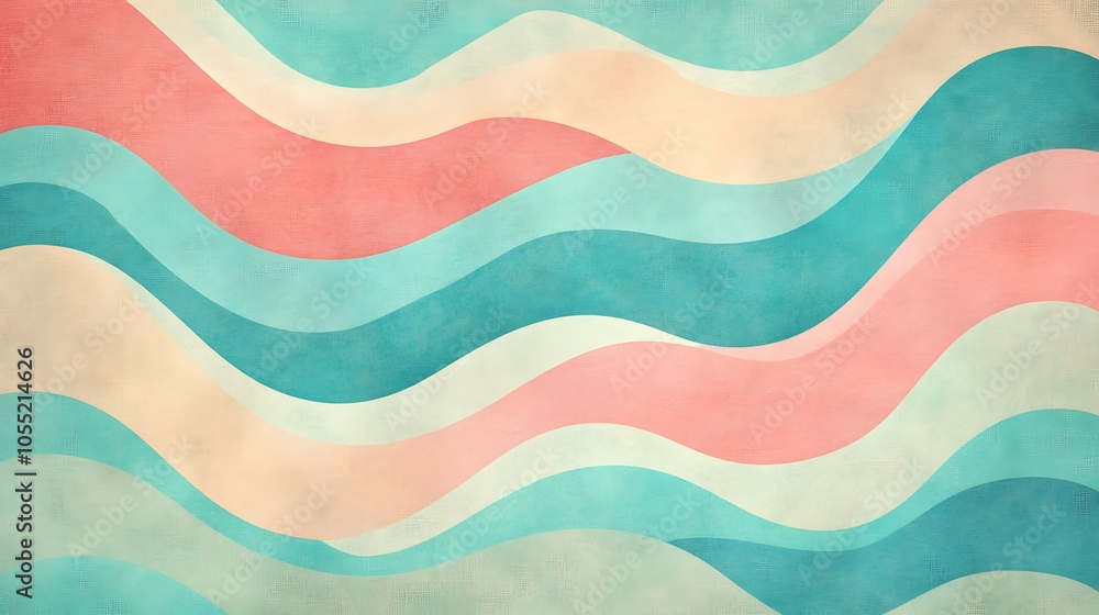 Poster abstract wavy pattern in soft pastel colors for backgrounds or design purposes.