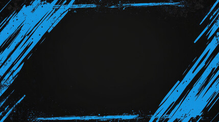 Bold blue strokes on a grunge-style black banner with a dynamic textured background.