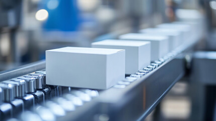 Cardboard boxes on conveyor rollers ready to be shipped by courier for distribution.
