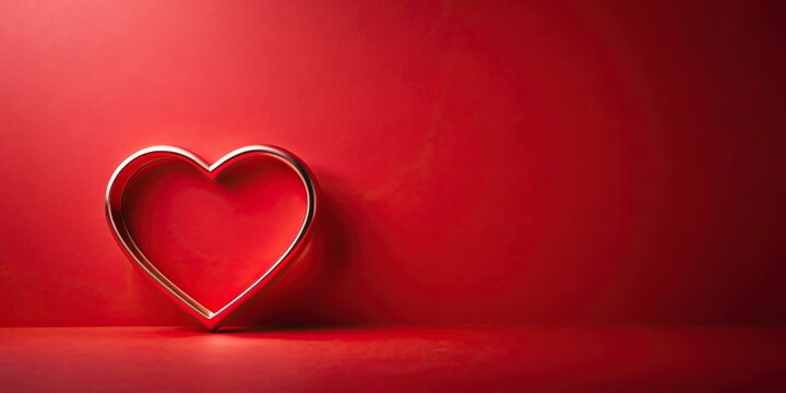 Romantic love concept with heart shape symbol on a vibrant red background , affection, relationship, passion, valentine