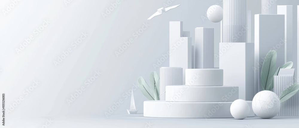 Poster clean architectural wireframe in 3d, illustrating building foundations and layered design elements